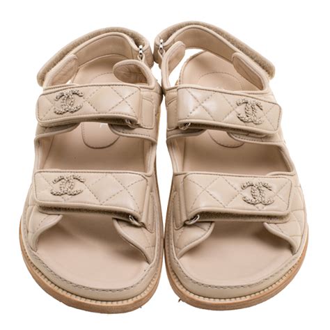 sandales chanel beige|chanel white flat sandals.